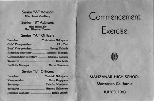 Manzanar High School 1943 Commencement cover 
